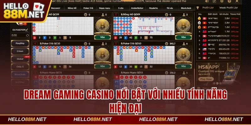 Dream Gaming casino nổi bật với nhiều tính năng hiện đại tại Hello88