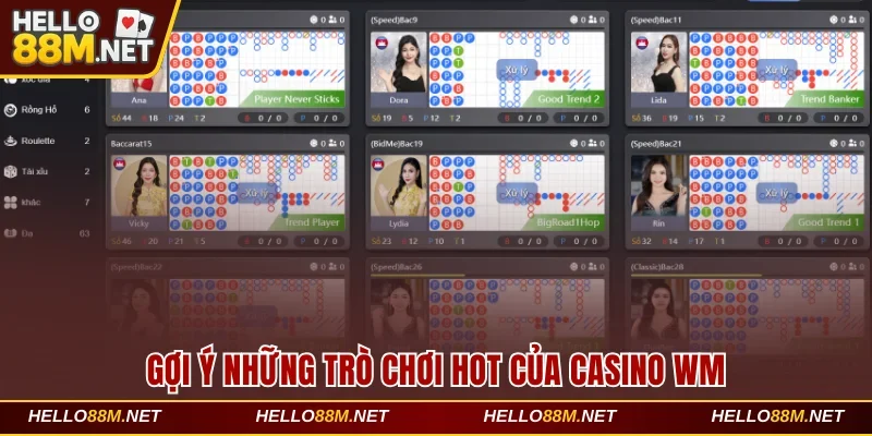 Gợi ý những trò chơi hot của casino WM tại Hello88